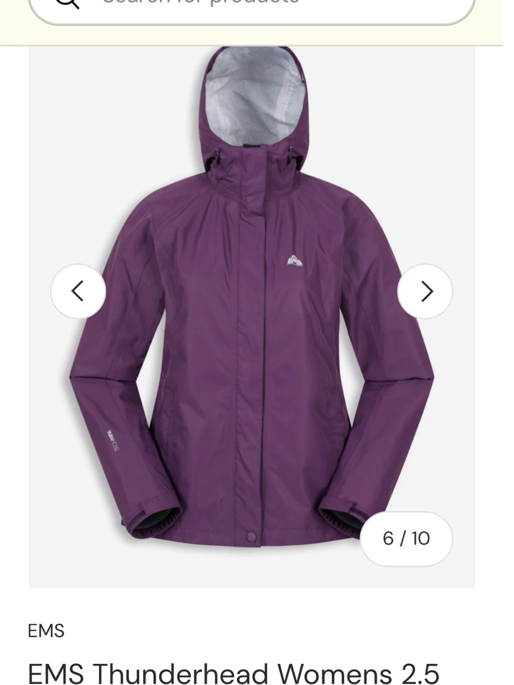 Eastern Mountain Sports Thunderhead Women’s 2.5 layer waterproof Jacket — Purple